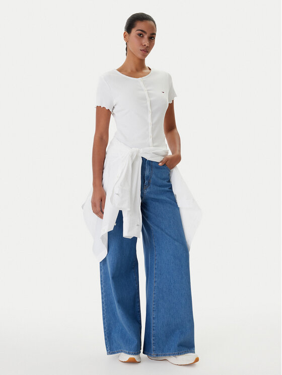 Tommy Jeans Tommy Jeans Bluse DW0DW20377 Weiß Slim Fit