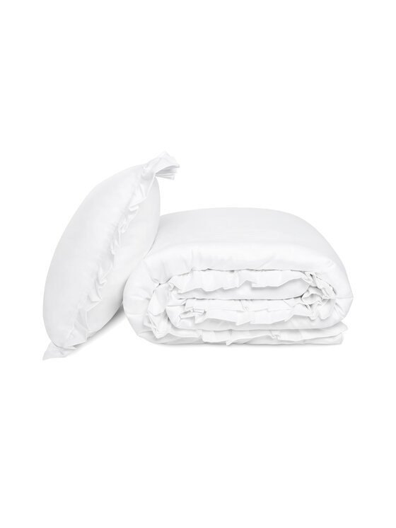 White pocket White pocket Komplet pościeli z falbanką Biały