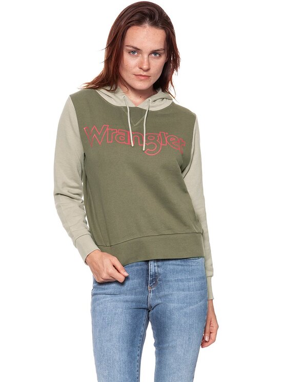 Wrangler Wrangler Felpa KABEL HOODIE Beige Regular Fit