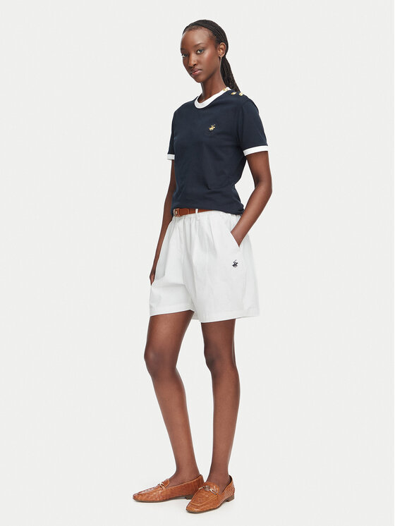 Beverly Hills Polo Club Beverly Hills Polo Club Bavlnené šortky P-SS26W-B576580 Biela Regular Fit