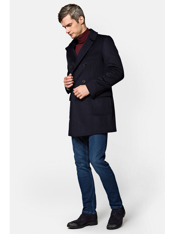 Lancerto Lancerto Płaszcz wełniany Vasteras KU054222000010 Granatowy Regular Fit