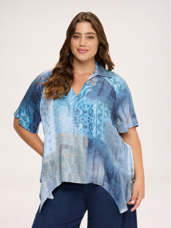Fiorella Rubino Fiorella Rubino Bluzka 2040L000706N0Z4 Niebieski Over Fit