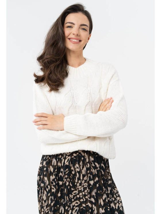 Volcano Volcano Sweter S-TAMINA Biały Regular Fit