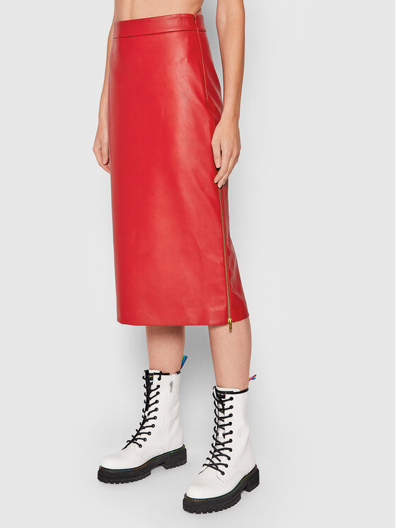Iceberg Jupe en simili cuir 21II2P0C0612829 Rouge Regular Fit Modivo