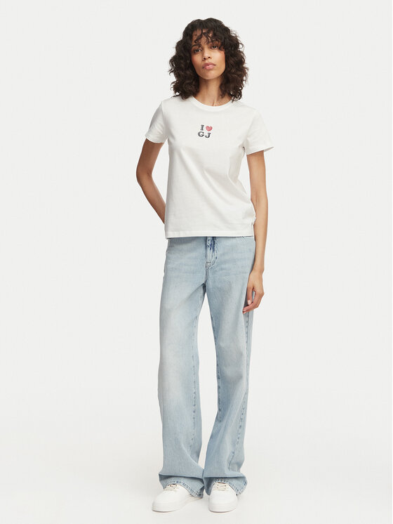 Guess Jeans Guess Jeans Póló W6GI45 K8HM0 Fehér Regular Fit