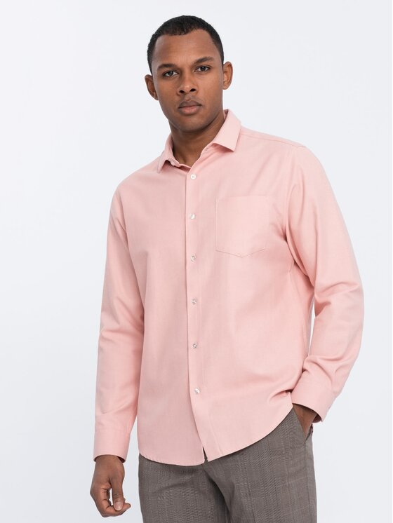 Ombre Ombre Košile OM-SHCS-0148 Růžová Regular Fit