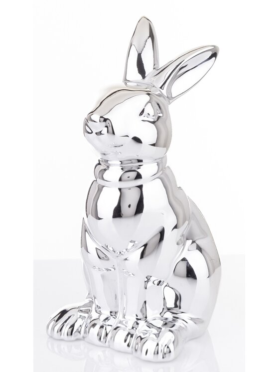 MIAhome MIAhome Figurka srebrna królika 21x10x12 cm CONIGLIO ARGENTO Srebrny
