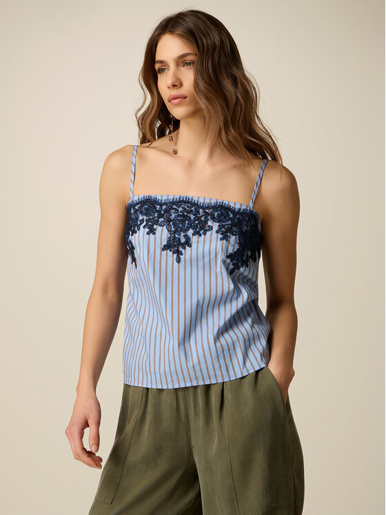 Oltre Oltre Blusa 2085J000865N0R4 Turchese Baggy Fit