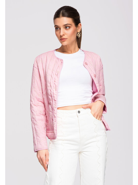 Ombre Ombre Kurtka przejściowa OW-JALP-0125 Różowy Regular Fit