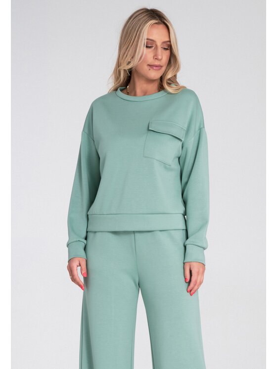 FIGL FIGL Bluza M1202 Zielony Regular Fit