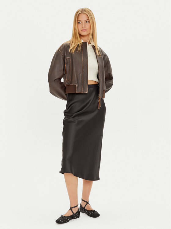 Gina Tricot Gina Tricot Midi szoknya 23423 Fekete Regular Fit