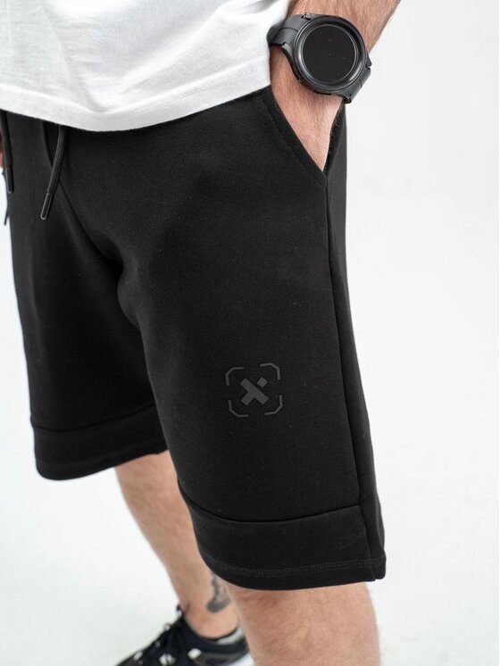 Point X Point X Szorty materiałowe Krótkie Spodenki Dresowe Męskie Czarne Point X Tech X fLeece M Czarny Regular Fit