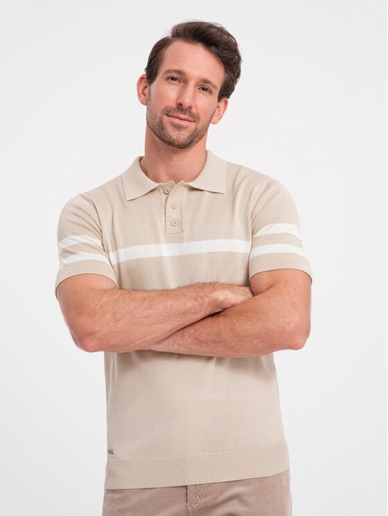 Ombre Ombre Polo OM-POSS-0118 Beżowy Regular Fit