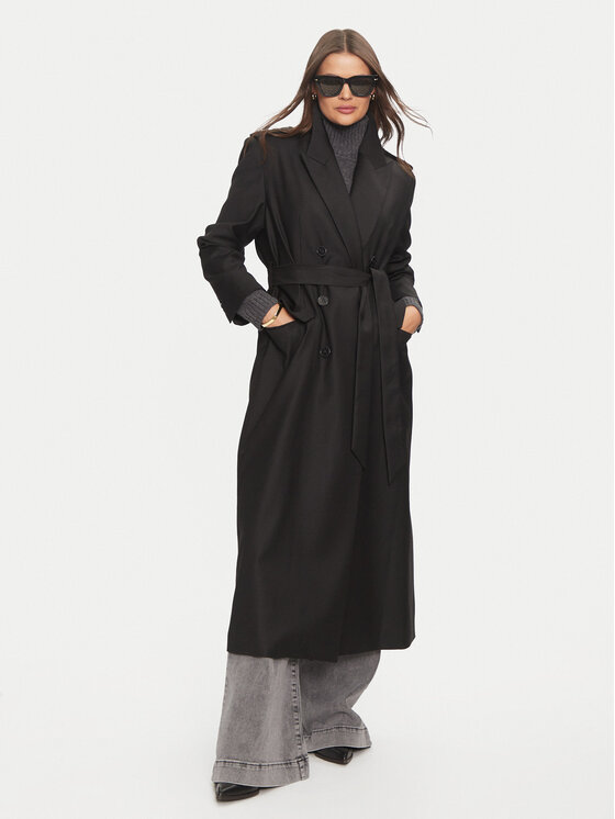 IVY OAK IVY OAK Gyapjú kabát Colette IO111134 Fekete Oversize