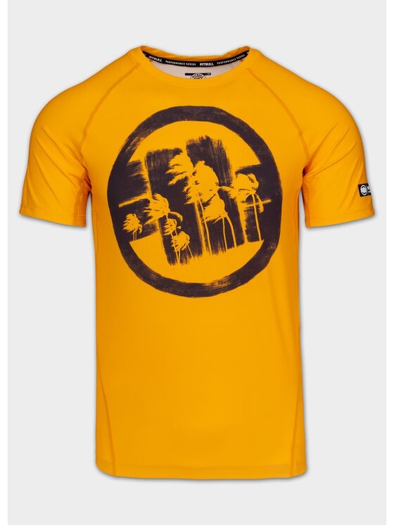 PITBULL PITBULL Koszulka techniczna LOGO PALMS Żółty Regular Fit