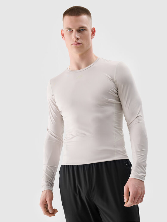 4F 4F Koszulka techniczna BASIC+ Kremowy Slim Fit
