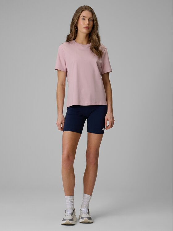 4F 4F T-Shirt BASIC+ Różowy jasny Regular Fit