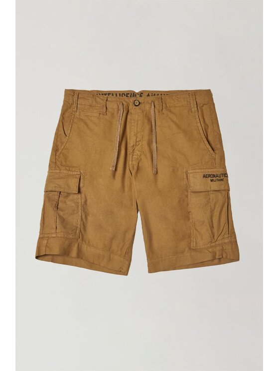 Aeronautica Militare Aeronautica Militare Bermuda Bermuda in misto lino con coulisse Marrone Regular Fit