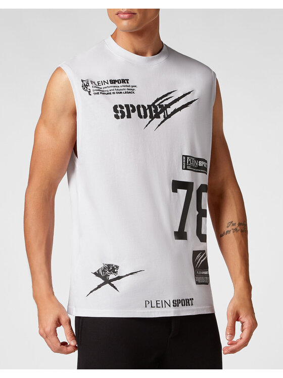Plein Sport Plein Sport Tank top 1237 Biały Regular Fit
