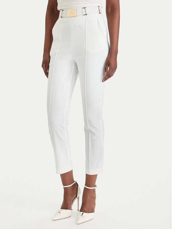 Elisabetta Franchi Elisabetta Franchi Hlače iz tkanine PA-132-61E2-V350 Bela Regular Fit