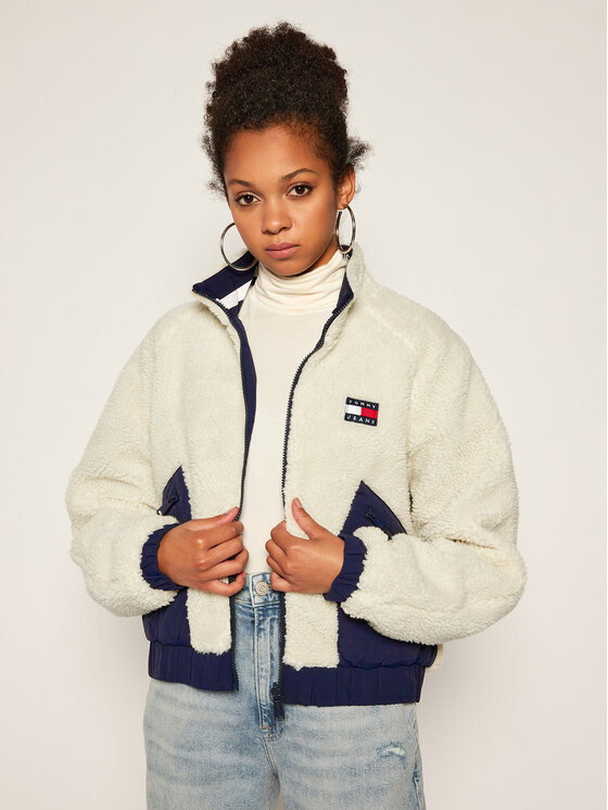 Tommy Jeans Bunda pro p echodn obdob Sherpa DW0DW08847 B ov Regular Fit Modivo.cz