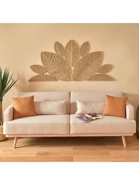 MIAhome MIAhome Dekoracja ścienna pleciona 160x80 cm Meera Brązowy