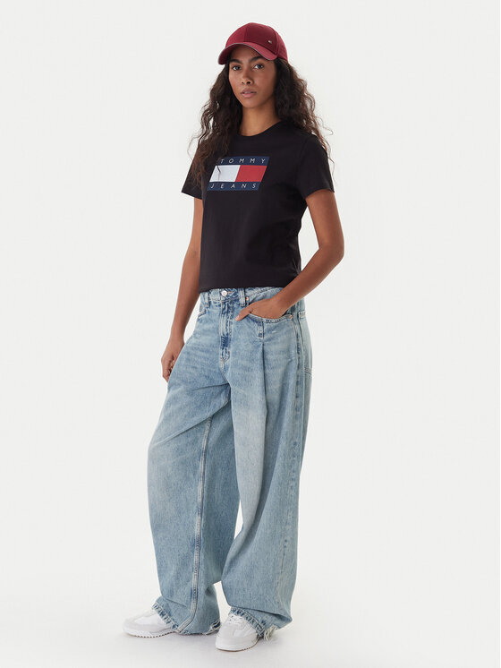 Tommy Jeans Tommy Jeans T-krekls Flag DW0DW22562 Melns Regular Fit