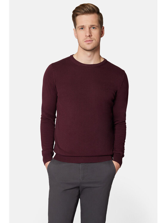 Lancerto Lancerto Sweter Morey SW073223000024 Bordowy Regular Fit