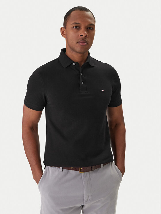 Tommy Hilfiger Tommy Hilfiger Polo särk 1985 MW0MW17771 Must Slim Fit