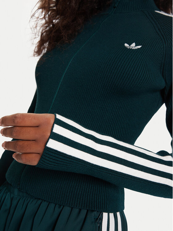 adidas adidas Mikina adicolor 3-Stripes JY2599 Zelená Slim Fit