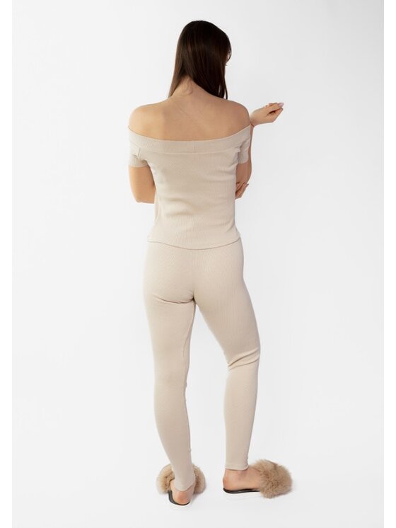 DKaren Sport DKaren Sport Komplet bluzka i spodnie Bayo Beżowy Slim Fit