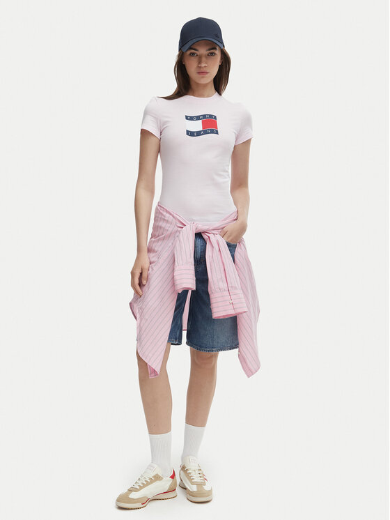 Tommy Jeans Tommy Jeans Majica DW0DW22781 Roza Regular Fit