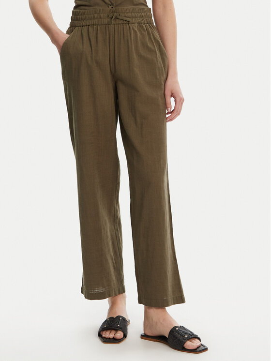 Vero Moda Bavlnené nohavice Caia 10333796 Zelená Wide Leg