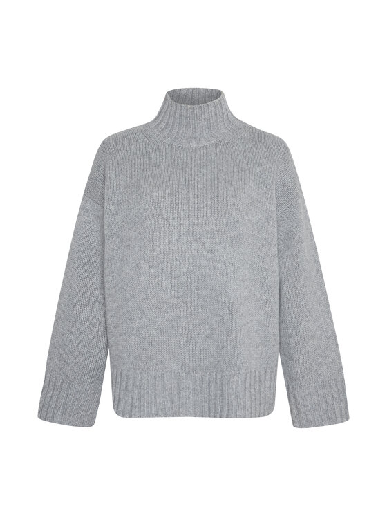 Style Republic Style Republic Golf Sweter o kroju oversize typu boxy, z mieszanki kaszmiru i wełny Srebrny Boxy Fit