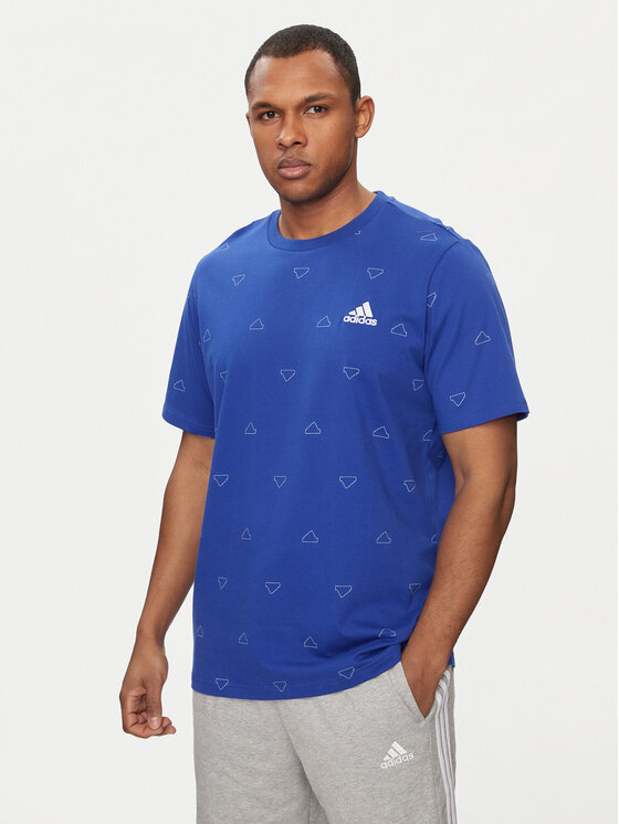 adidas adidas T-shirt Seasonal Essentials Monogram Graphic IU0284 Plava Regular Fit
