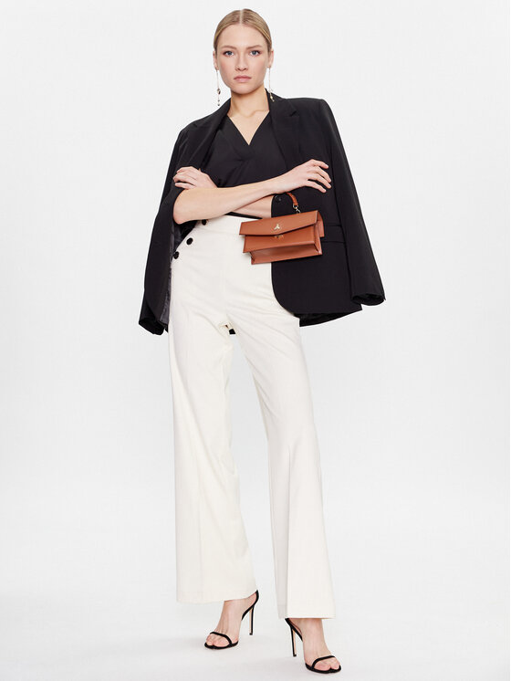 Marella Marella Medžiaginės kelnės Hiamre 2331310631 Écru Loose Fit