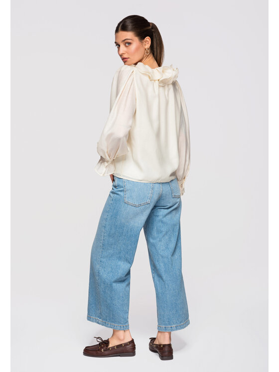 Ombre Ombre Bluzka OW-TS-E0031 Beżowy Loose Fit
