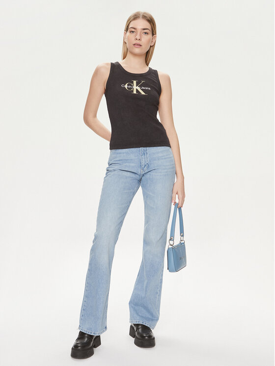 Calvin Klein Jeans Calvin Klein Jeans Top Archival Monologo J20J223160 Czarny Slim Fit