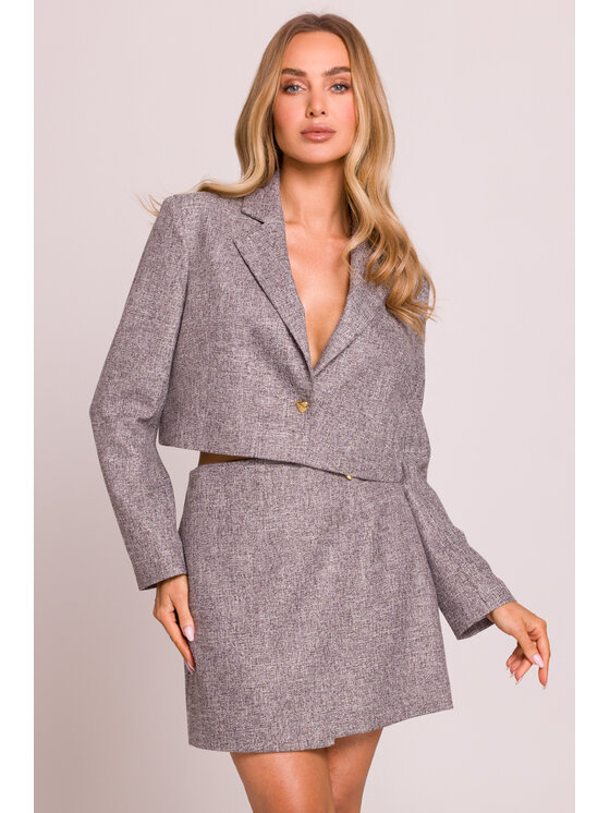 Made of Emotion Made of Emotion Marynarka M853 Czarne rodowanie Cropp Fit