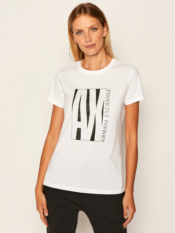 Armani Exchange T-Shirt 6HYTFD YJX9Z 1000 Biały Regular Fit