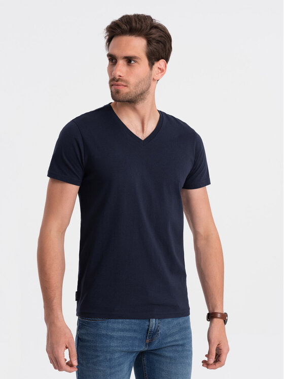 Ombre Ombre T-Shirt OM-TSBS-0145 Tmavomodrá Classic Fit