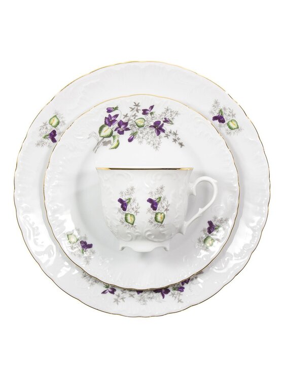 Zestaw do kawy Ćmielów, Granatowy, Rococo Fiołki