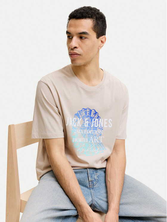 Jack & Jones Jack & Jones T-shirt Gradient Print 12288094 Svijetlo bež Regular Fit
