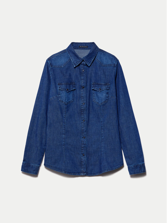 Sisley Sisley Jeanshemd 5TKL5QF66 Dunkelblau Regular Fit