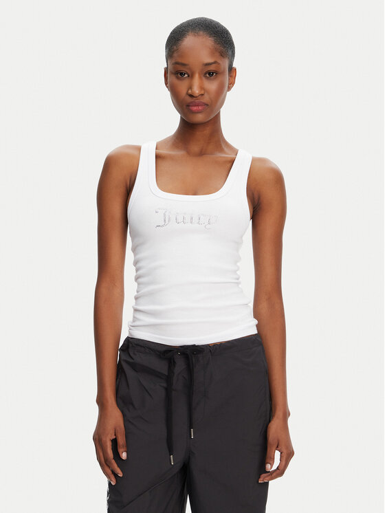 Juicy Couture Juicy Couture топ Racer JCWLV125305 Бял Slim Fit
