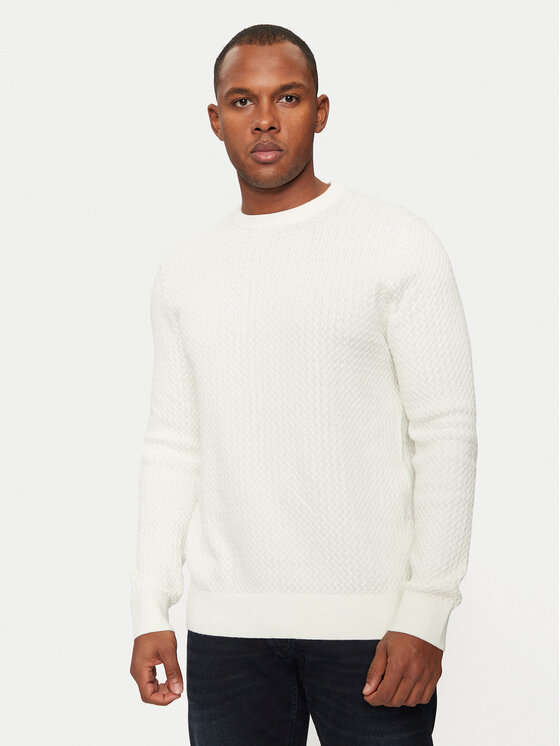 Bugatti Bugatti Pullover 7400 65521B Weiß Regular Fit