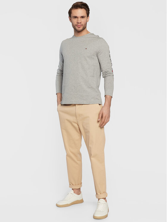 Tommy Hilfiger Tommy Hilfiger Majica dugih rukava Logo MW0MW09096 Siva Slim Fit