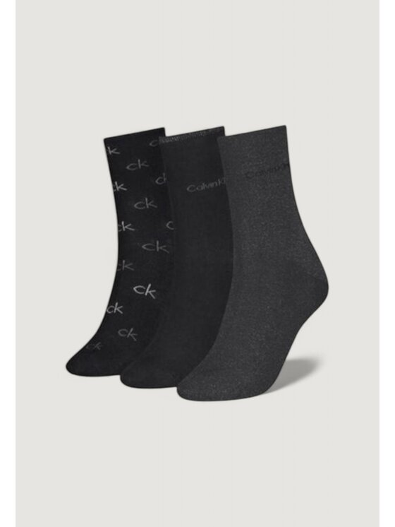 Calvin Klein Calvin Klein Calzini corti SOCK 3P LUREX LOGO GI Nero