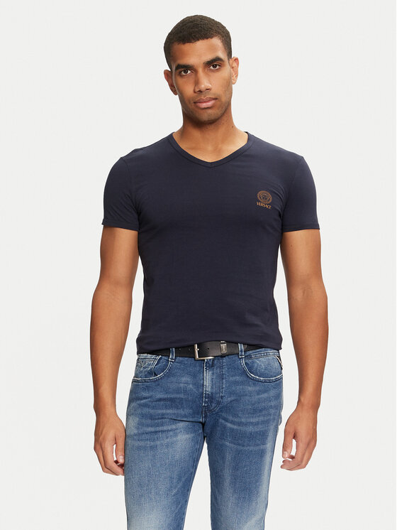 Versace Versace T-shirt AUU01004 1A1001 Blu scuro Regular Fit