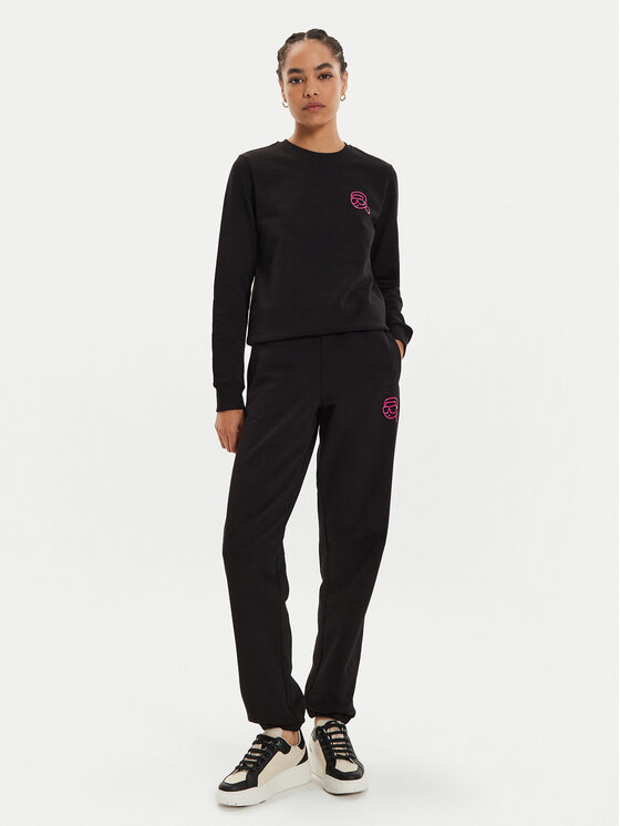 KARL LAGERFELD KARL LAGERFELD Spodnie dresowe 246W1012 Czarny Regular Fit